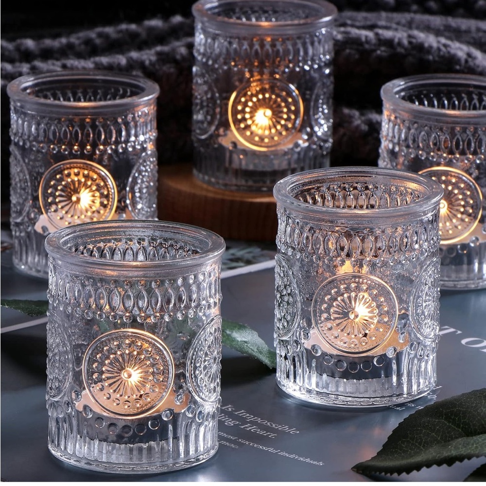 Elegant Glass Tealight Candle Holders - Clear